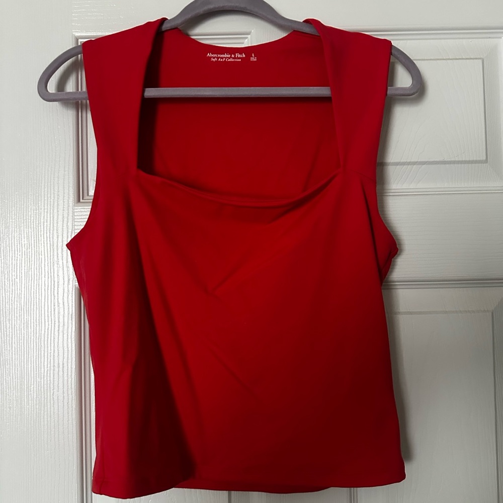 Abercrombie & Fitch Red Fitted Crop Tank Top